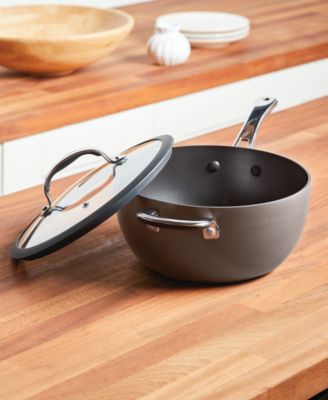 Cook + Create Hard Anodized Nonstick Saucier with Lid and Helper Handle, 4.5 Quart