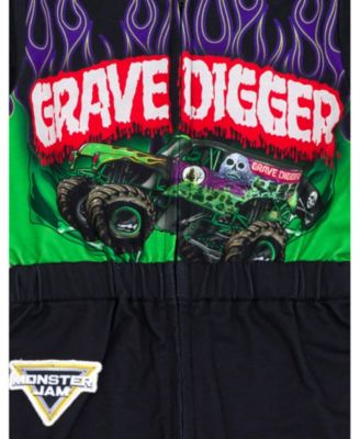 Boys Grave Digger French Terry Racing Zip Up Coverall to