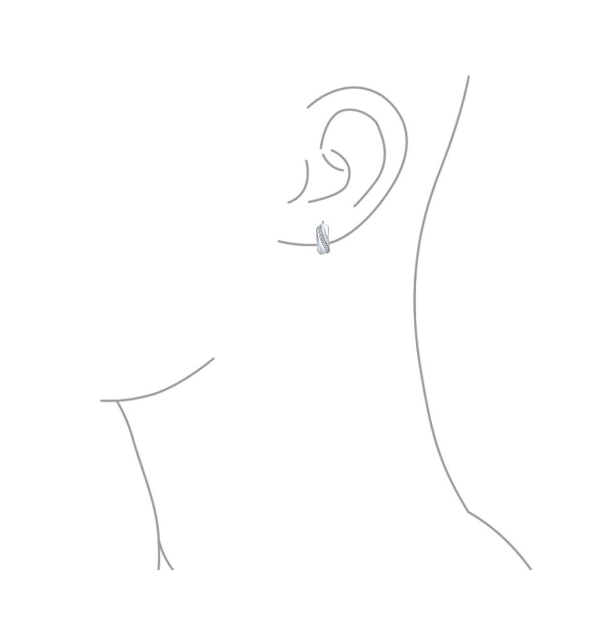 Bling Jewelry Elegant Cubic Zirconia Cz Accent Stripe Cross Twist Huggie Hoop Earrings For Women .925 Sterling- Silver