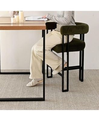 Velvet Counter Stool,Boasting Curved Frame Armrest Velvet Counter Stool with Three Legs(1PK)-Maison Boucle