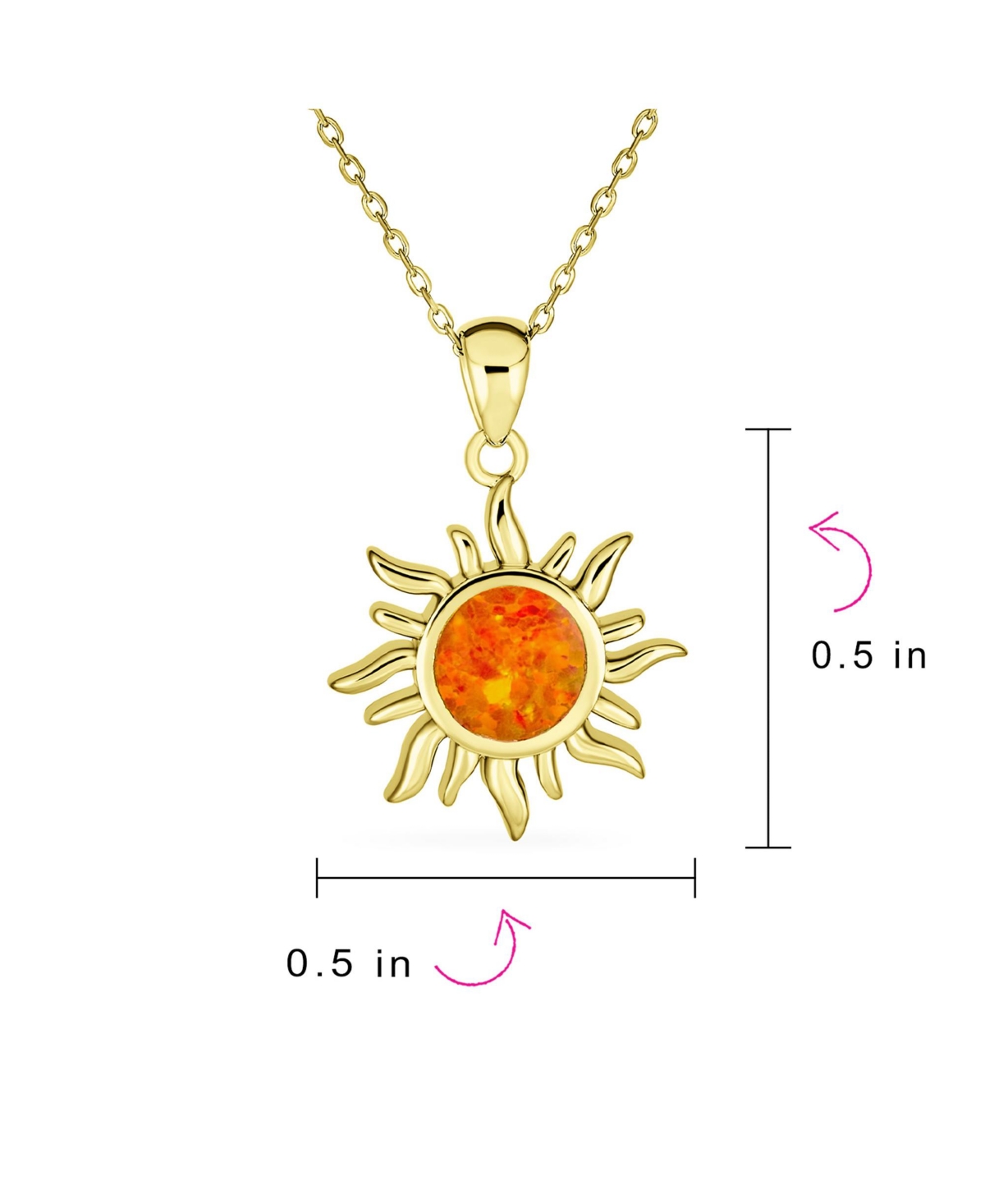 Bling Jewelry Irradiance Cz Accents Summer Beach Fun CreatedFire Opal Flaming Sunshine Star Sunburst Necklace Pendant Women Yellow Gold Plated