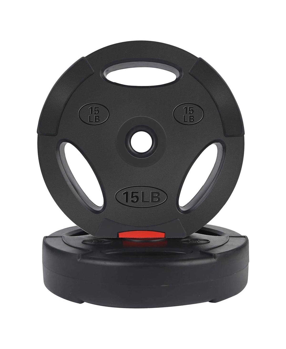 Signature Fitness Standard 15 Pound Coded Olympic Weight Plate, Black (Set of 2)