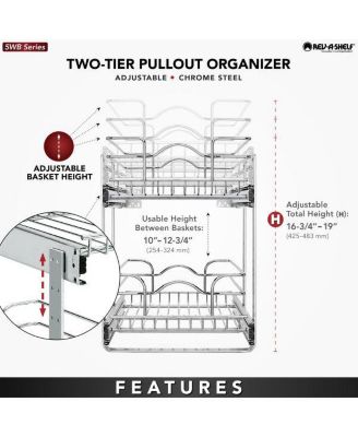 Kitchen Cabinet Pullout Shelf Organizer, 12 x 18 In, 5WB2-1218CR-1