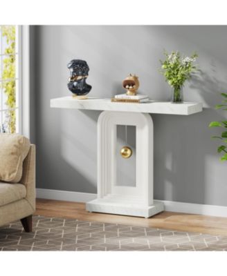 Modern Console Table, 40 Inches Narrow Sofa Entryway Table with Pendulum Shape Base, Contemporary Wood Accent Table for Living Room Hallway Entrance