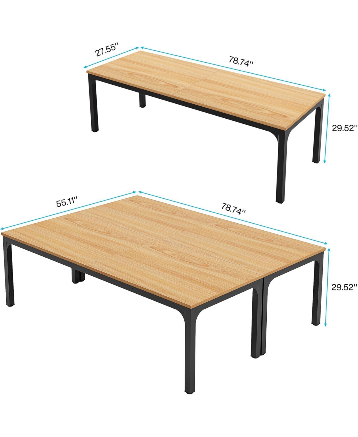 Tribesigns 78.74-Inch Conference Table Set of 2, 13FT Conference Room Table, Rectangle Meeting Seminar Table Set for 8-10 Person,Long Business T