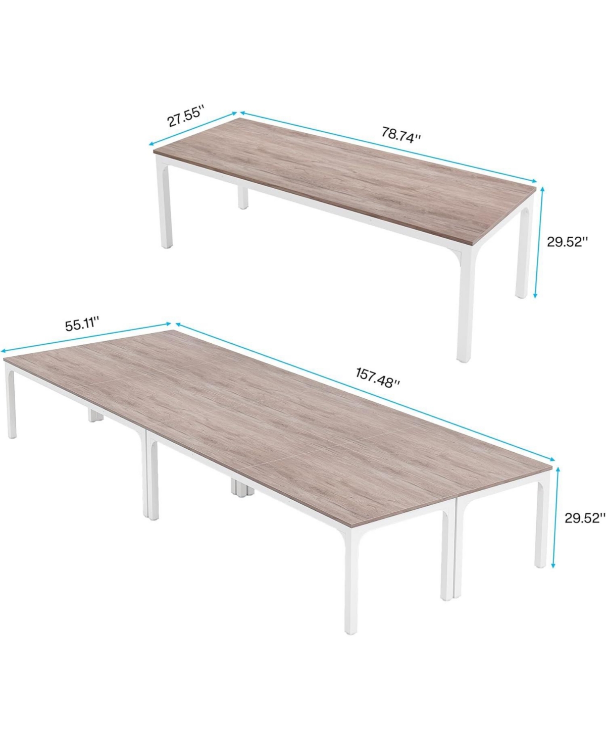 Tribesigns 78.74-Inch Conference Table Set of 4, 13FT Conference Room Table, Rectangle Meeting Seminar Table Set for 12-16 Person, Long Business