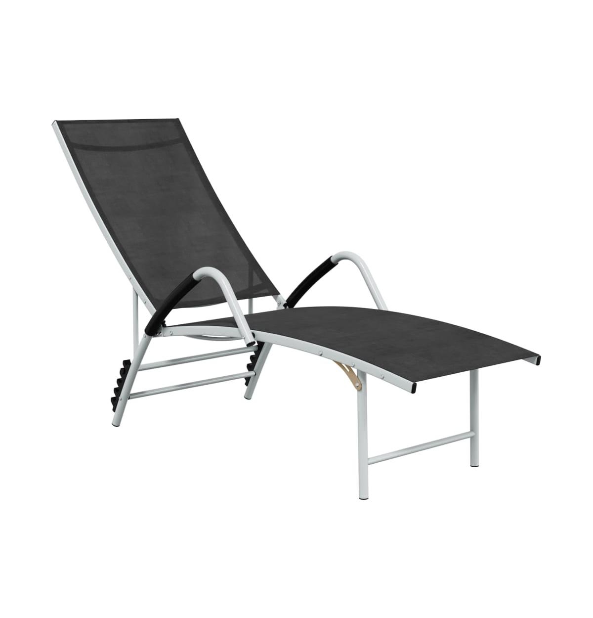 vidaXL Sun Lounger Textilene and Aluminum- Black