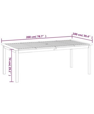 Patio Table 78.7"x39.4"x29.1" Solid Wood Acacia
