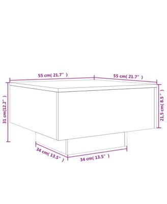 Coffee Table Black Engineered Wood 21.7 in square Lights