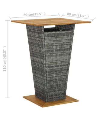 Bar Table Gray 31.5"x31.5"x43.3" Poly Rattan and Solid Acacia Wood