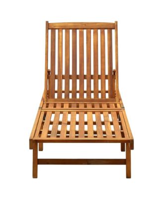 Sunlounger Natural Wood Solid Acacia Wood