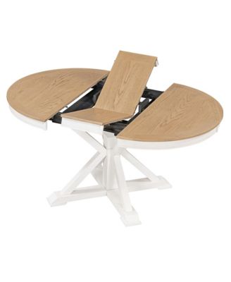 Retro Extendable Dining Table with 12-Inch Leaf for Functional Dining and Living Room Spaces