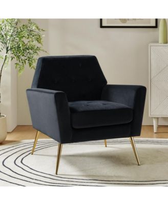 Lilia Contemporary Velvet Upholstered Accent Chair with Metal Base