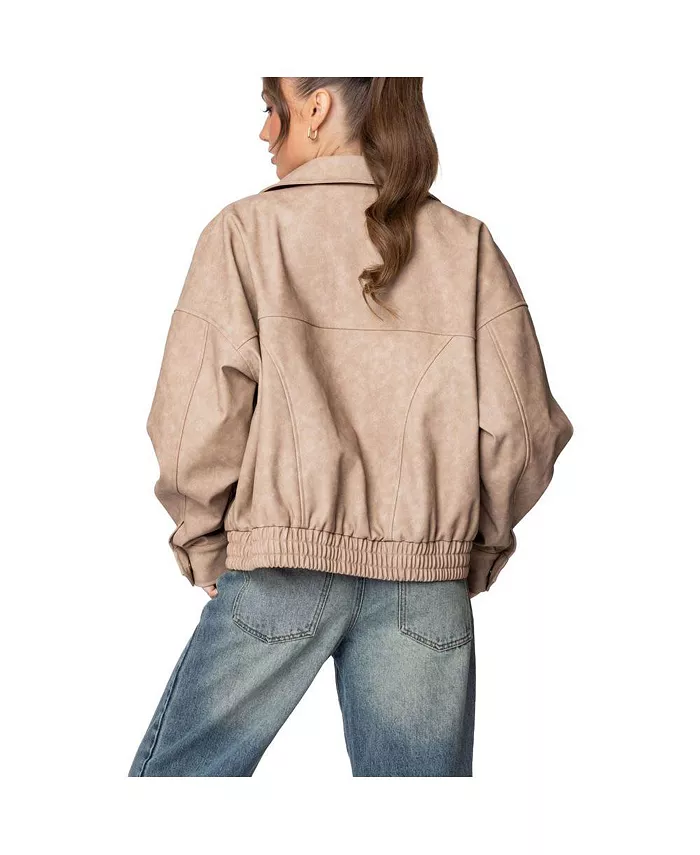 Women's Mori Oversized Faux Leather Jacket - thumbnail 8
