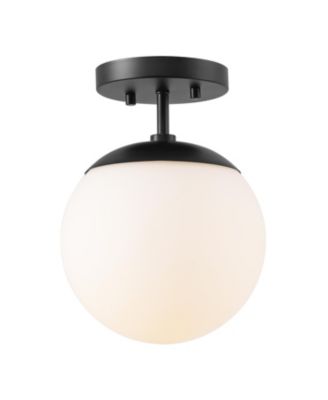 Marcel 1-Light Bohemian Farmhouse Iron/Frosted Glass LED Semi Flush Mount