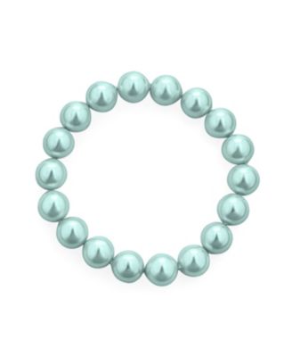 White Strand Necklace Rhodium Plated Crystal Clasp Pearl 10MM 16 Inch