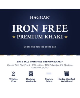 Men's Big & Tall Iron Free Premium Khaki Classic-Fit Flat Front Pant