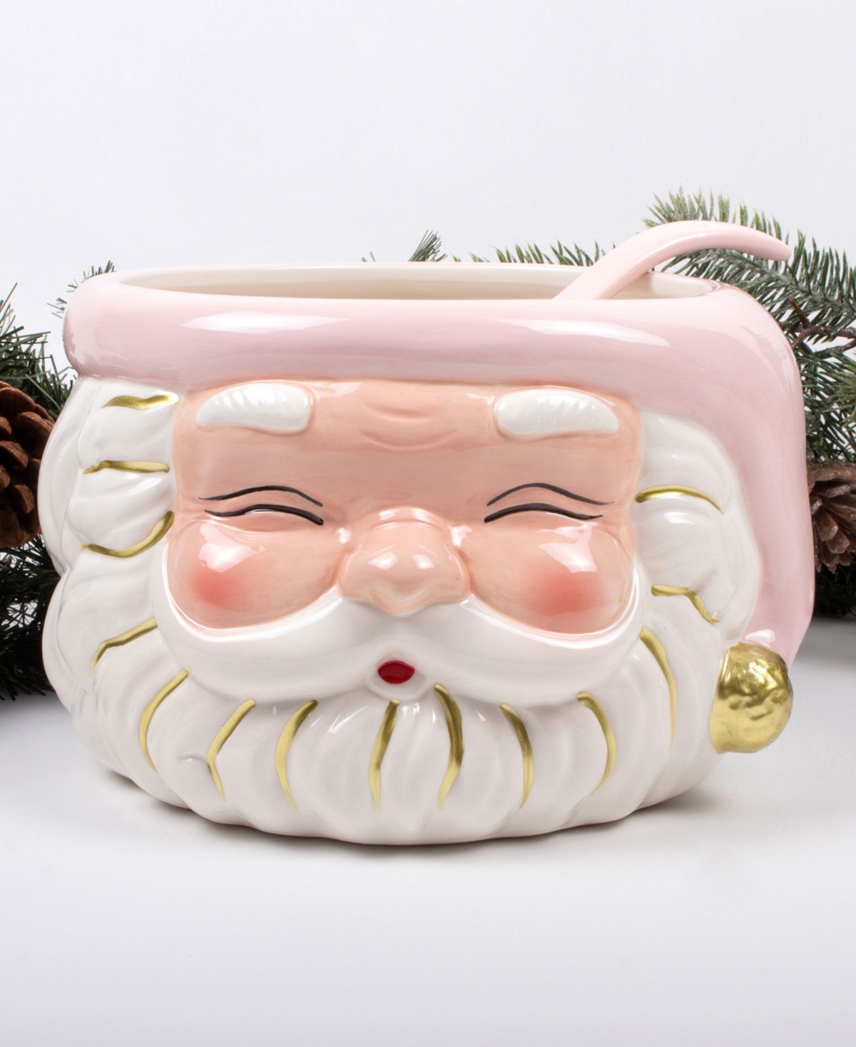 8 Oak Lane Santa Ceramic Punch Bowl In Pink