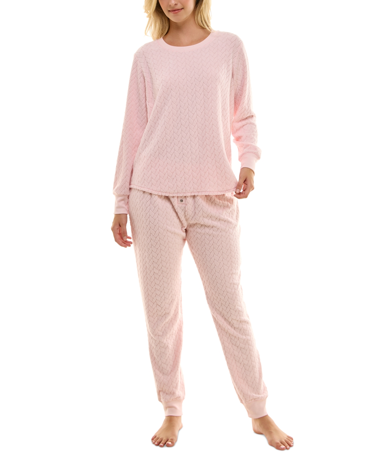 Women's Packaged Textured Cable Jogger Pajama Set - Potpurri 6