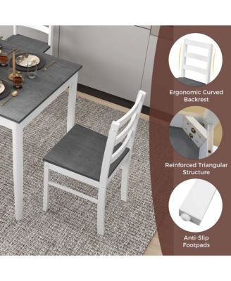 5-Piece Dining Set Solid Wood Kitchen Furniture with Rectangular Table & 4 Chairs