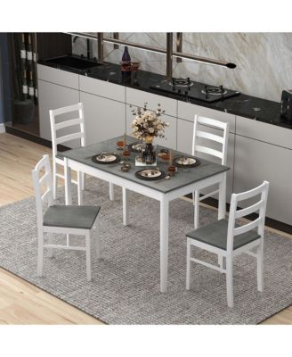 5-Piece Dining Set Solid Wood Kitchen Furniture with Rectangular Table & 4 Chairs