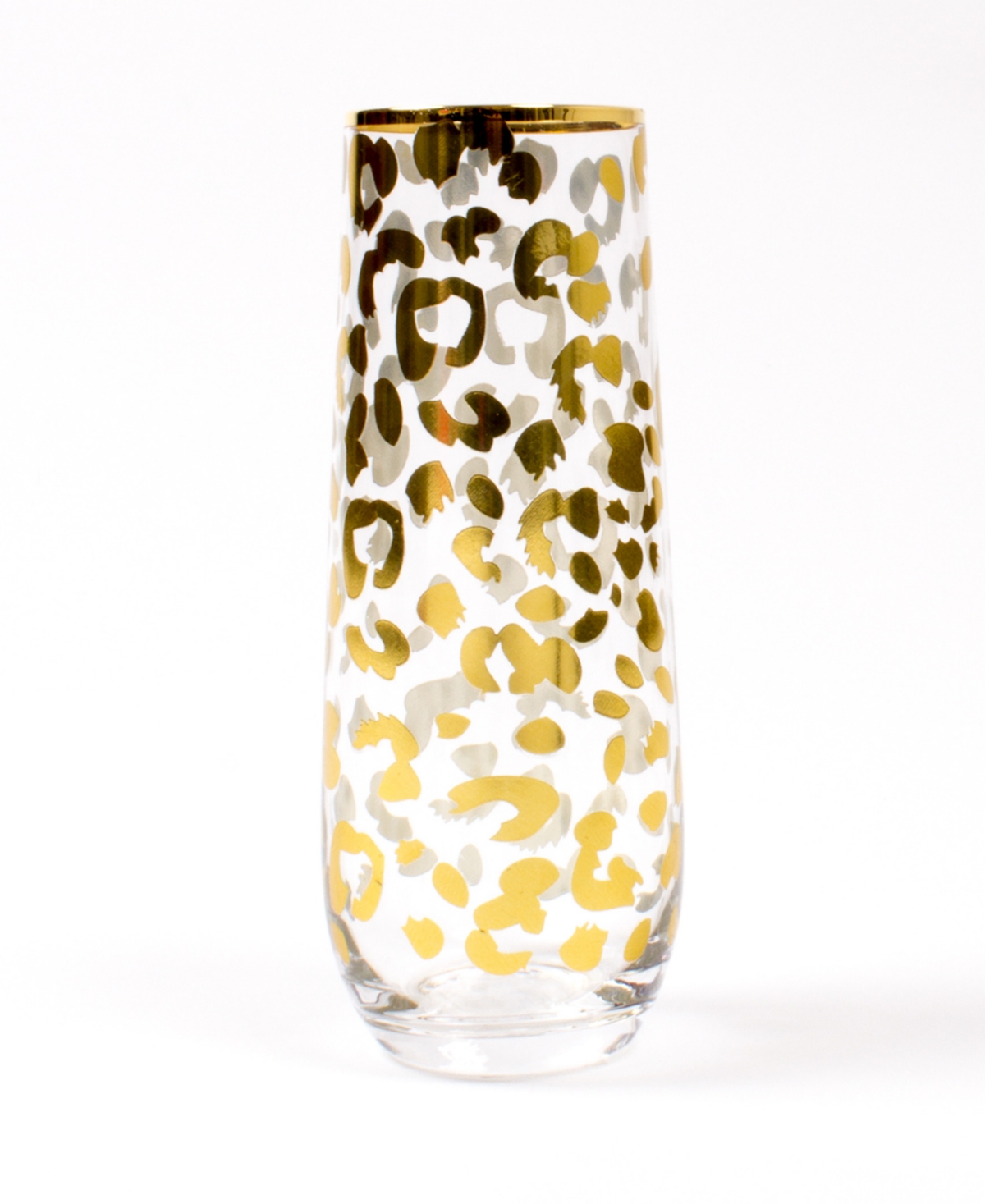 8 Oak Lane Leopard Streamless Champagne Glass In Gold