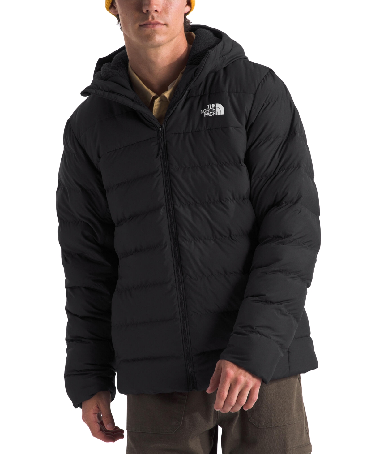 The North Face Men's Aconcagua 3 Sherpa Lined Full Zip Hoodie Puffer Jacket In Tnf Black