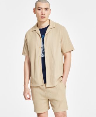 Sun + Stone - Men's Waffle-Knit Button-Down Shirt