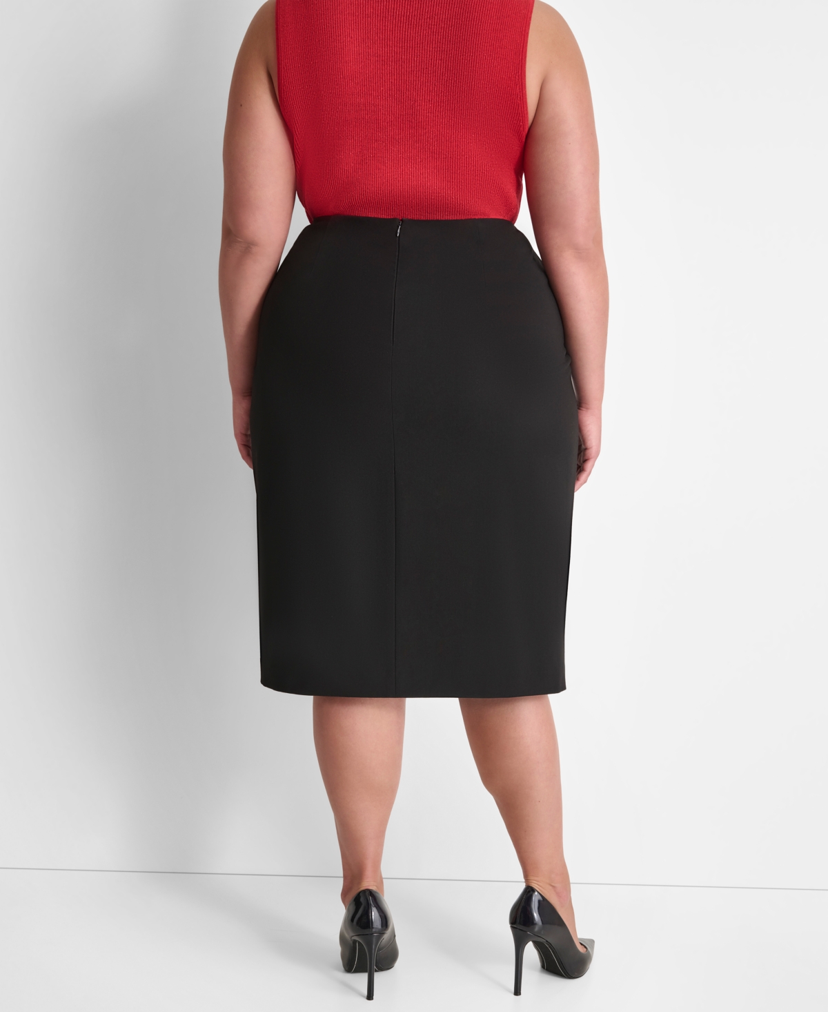 Dkny Plus Size Ruched Pencil Skirt In Black