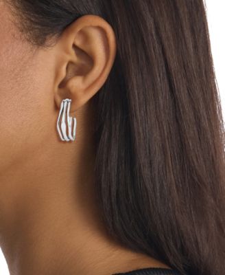 Medium Wavy Triple-Row C-Hoop Earrings, 1.04"