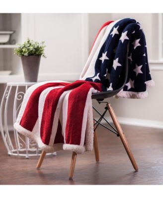 Patriotic US Flag Sherpa Throw Blanket – Soft, Lightweight, 60x70, Perfect Gift for Veterans & Proud Americans