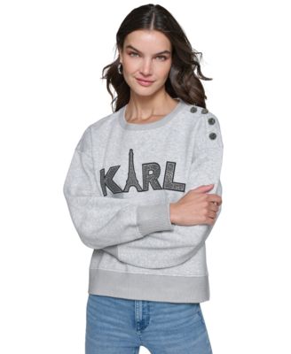 KARL LAGERFELD PARIS - Women's Embellished Eiffel Logo Sweatshirt