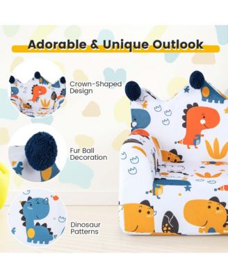   Toddler Size   Foam-Filled Fabric  Dinosaur Design, Removable Cover, Pillow  Kids Sofa Chair
