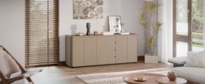 Solid Wood 4-Drawer 4-Door Storage Cabinet, Bedroom Dresser, Chest