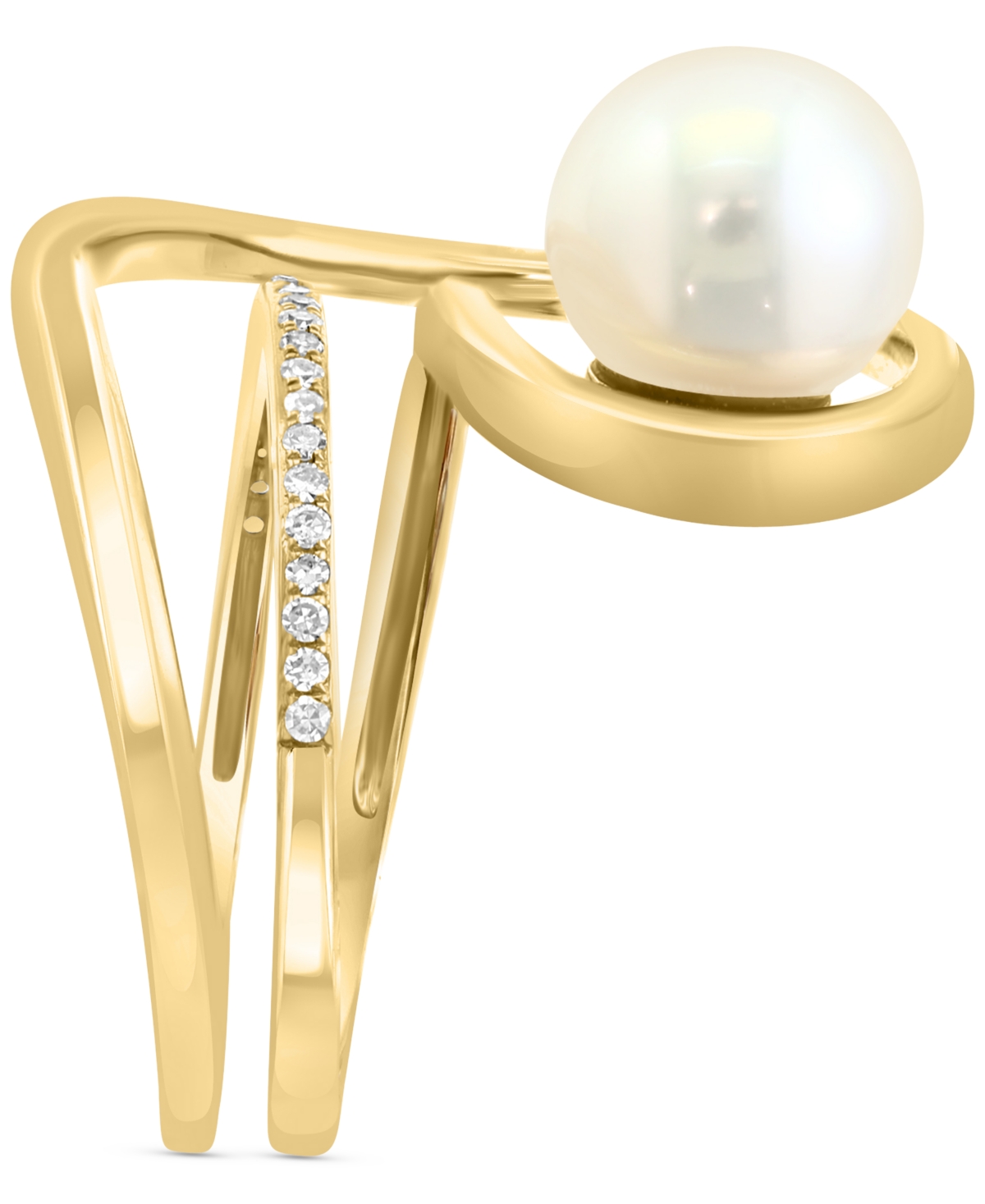 Effy Collection Effy Freshwater Pearl (8-1/2mm) & Diamond (1/10 Ct. T.w.) Coil Statement Ring In 14k Gold