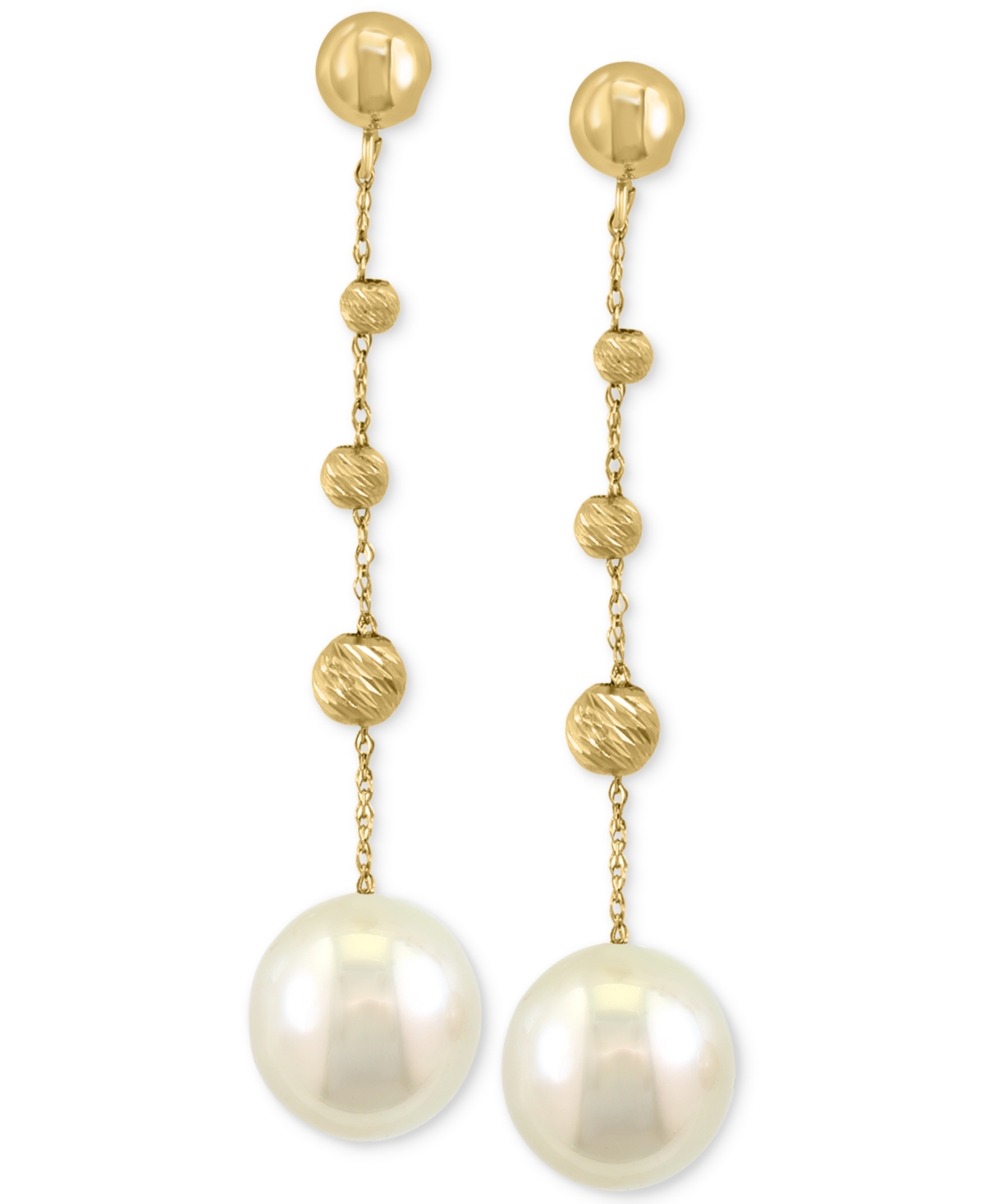 Shop Effy Collection Effy Cultured South Sea Pearl (9mm) Textured Bead Drop Earrings In 14k Gold
