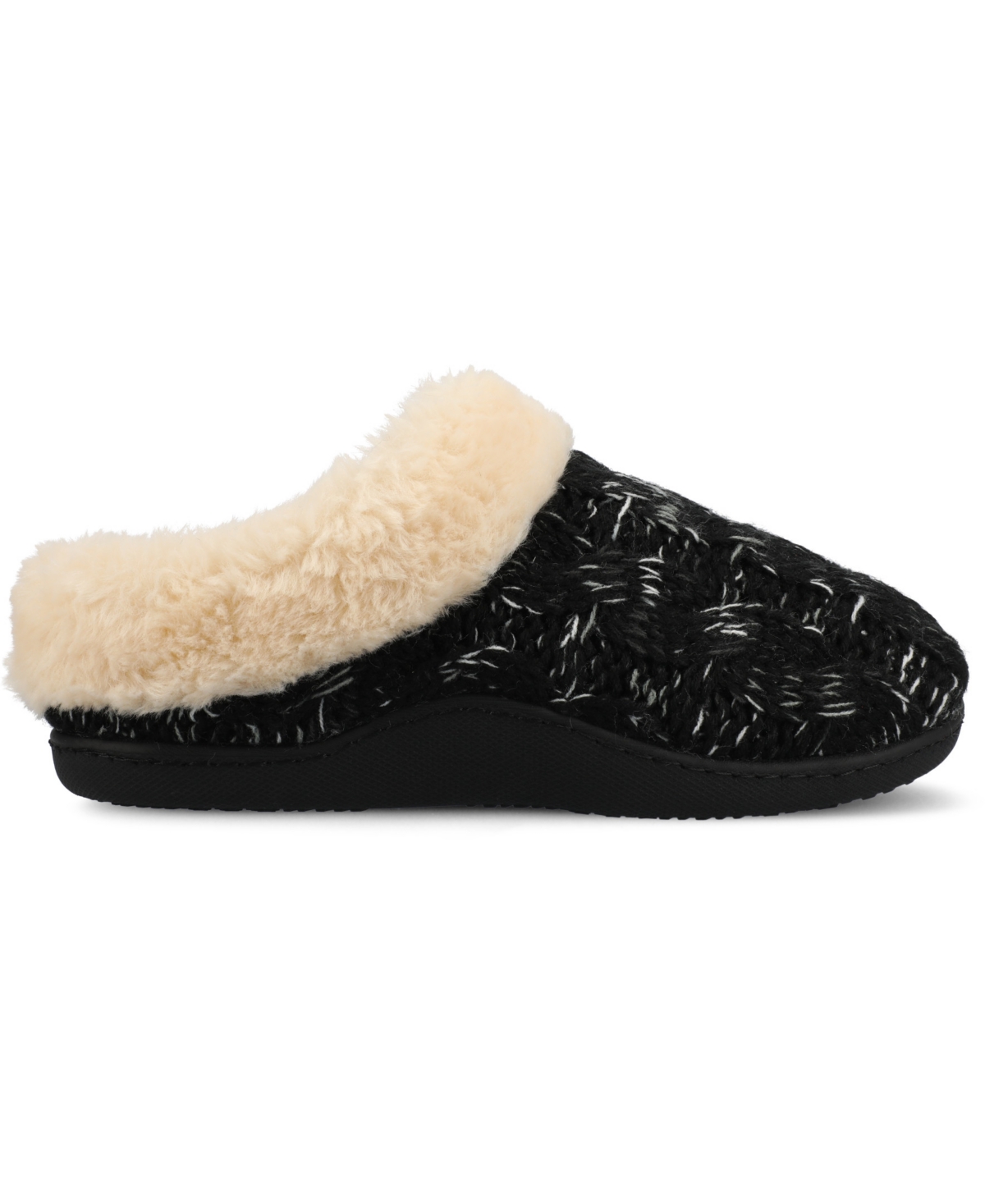 Journee Collection Adiah Faux Fur Trim Slipper In Black