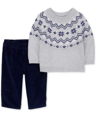 Carter's - Baby Boys Cotton Fair Isle Sweater & Corduroy Pants, 2 Piece Set