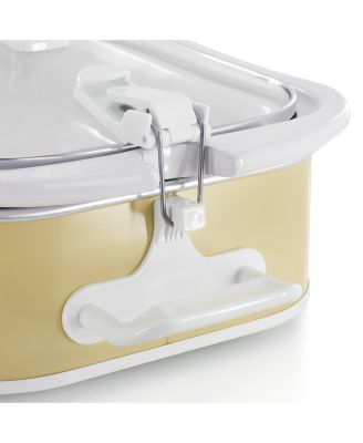3.5 Quart Casserole Slow Cooker with 3 Temperature Settings in Cream