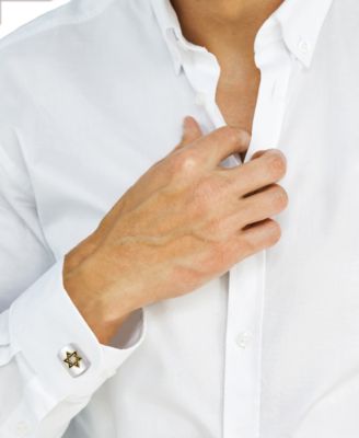 Мужские запонки EFFY® со Звездой Давида из чистого серебра и позолоченного серебра 18 карат