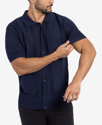 Men's Classic Ribbed Texture Polo Sweater