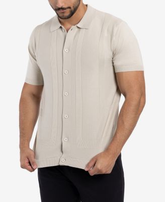 Men's Classic Ribbed Texture Polo Sweater