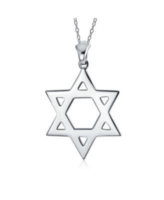 Classic Simple Religious Judaica Hanukkah Open Magen Star of David Pendant Necklace .925 Sterling Silver