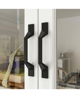 Wood 4-Shelf Bookcase with Tempered Glass Doors, Drawer, and Cabinet Storage