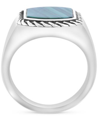 EFFY&reg; Men's Malachite Framed Statement Ring in Sterling Silver