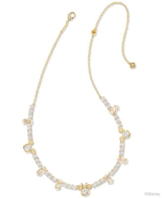 14k Gold-Plated Cubic Zirconia Mickey & Minnie Mouse 19" Adjustable Tennis Necklace