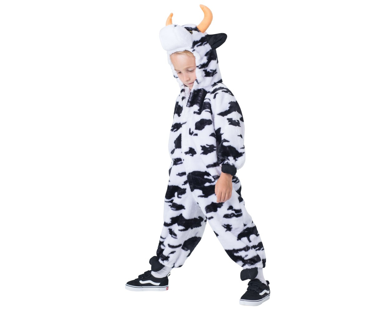 Dress Up America Cow Jumpsuit Costume with Horns & Tail - Kids Boys & Girls -/ Black