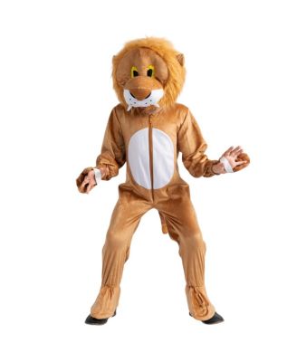 Lion Jumpsuit & Head Mask Mascot Costume - Toddlers Girls & Boys