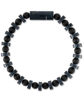 Bulova Black Onyx - Blue-Tone Stainless Steel Bracelet