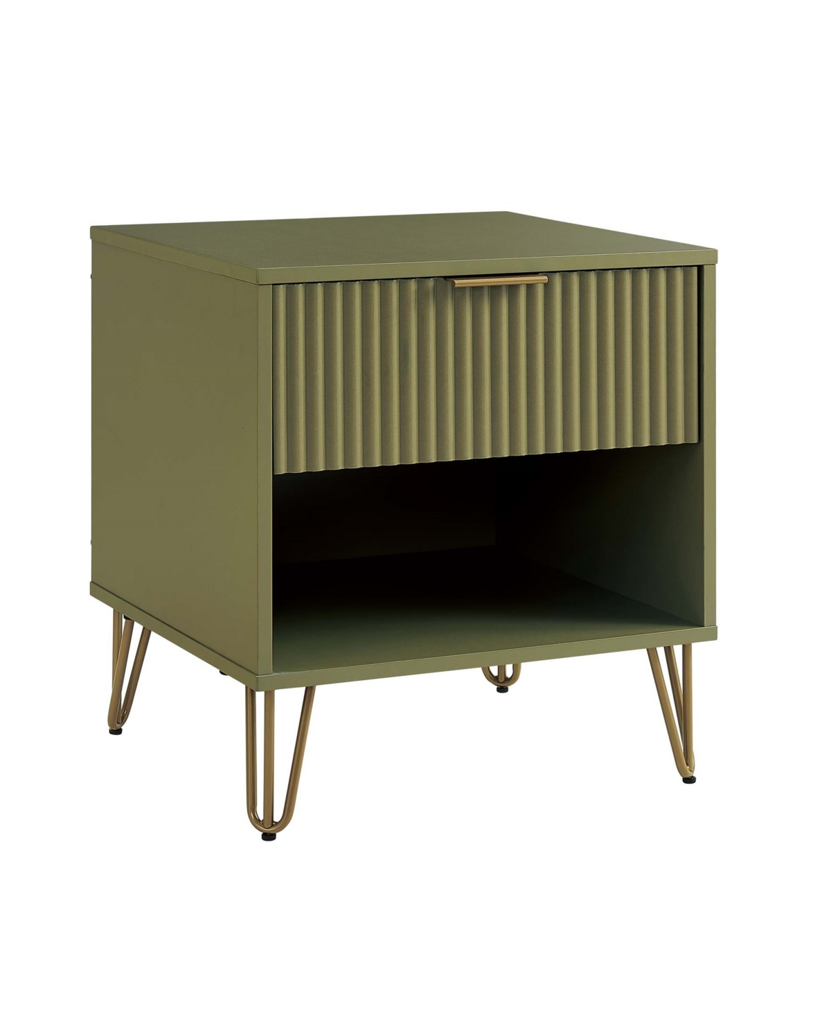 Manhattan Comfort 1- Piece Dumbo Medium-density Fiberboard 1-drawer Modern Nightstand In Olive Green